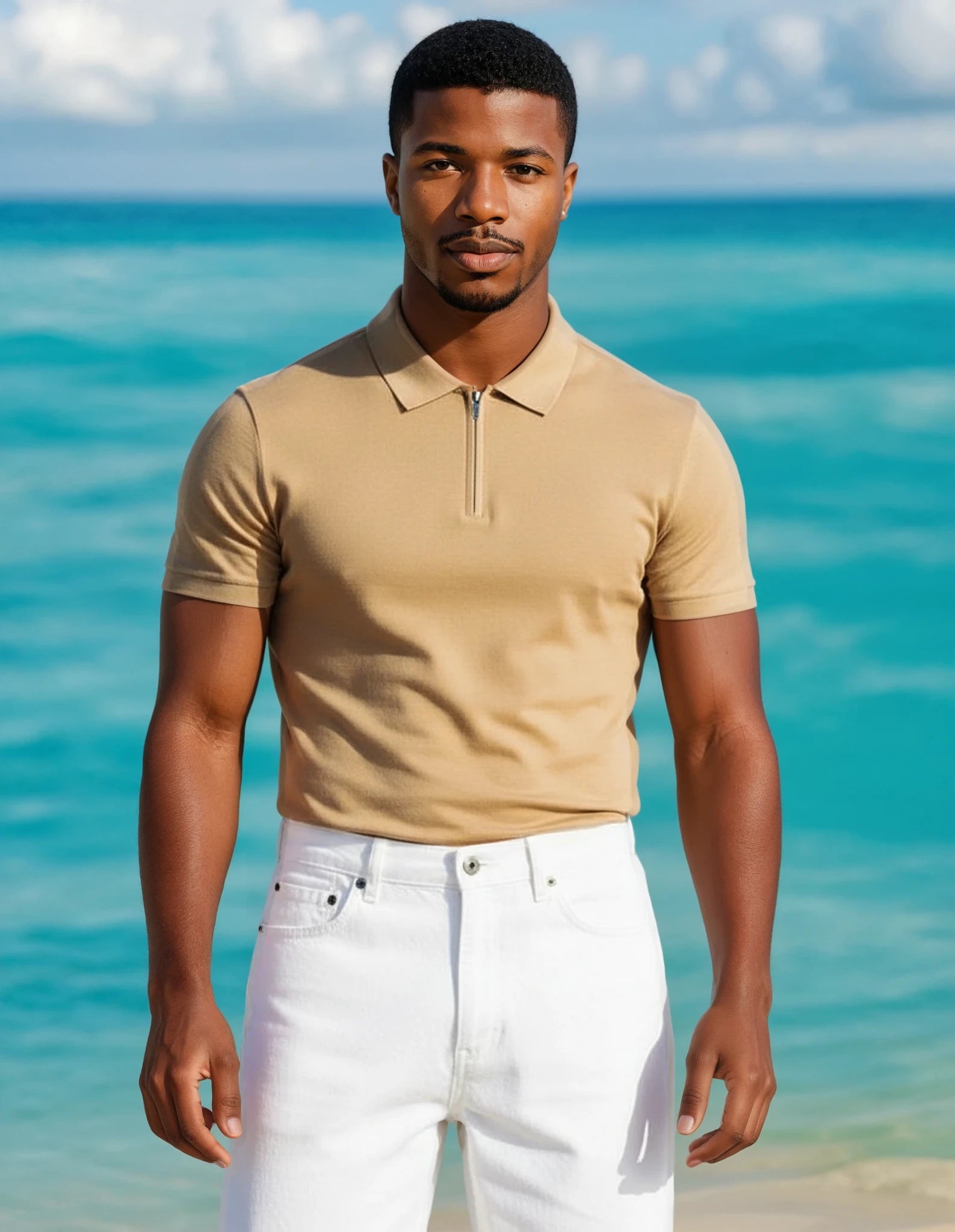 Kurzärmeliges Zipp T-Shirt