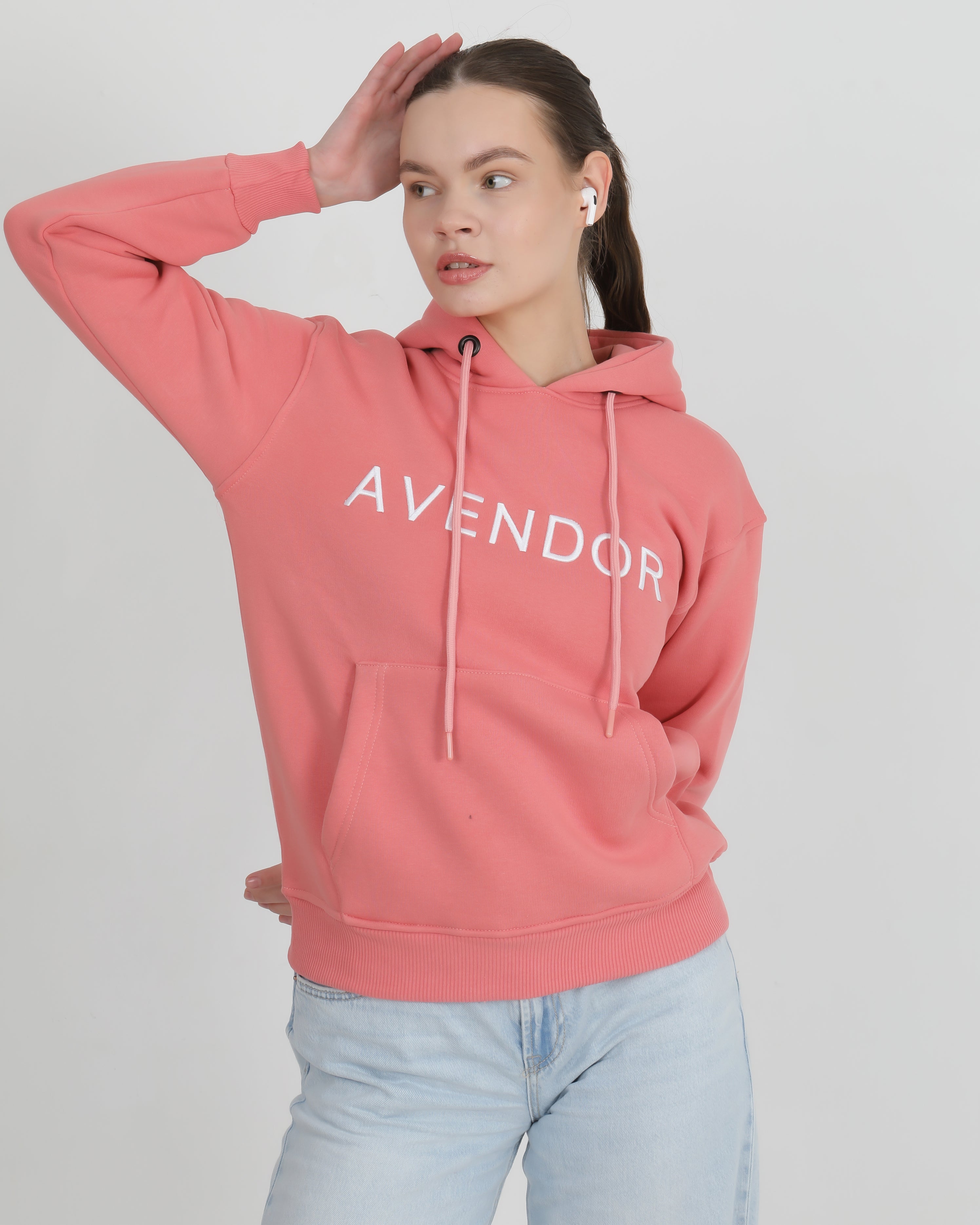 Avendor Classic Hoodies Woman Rosa