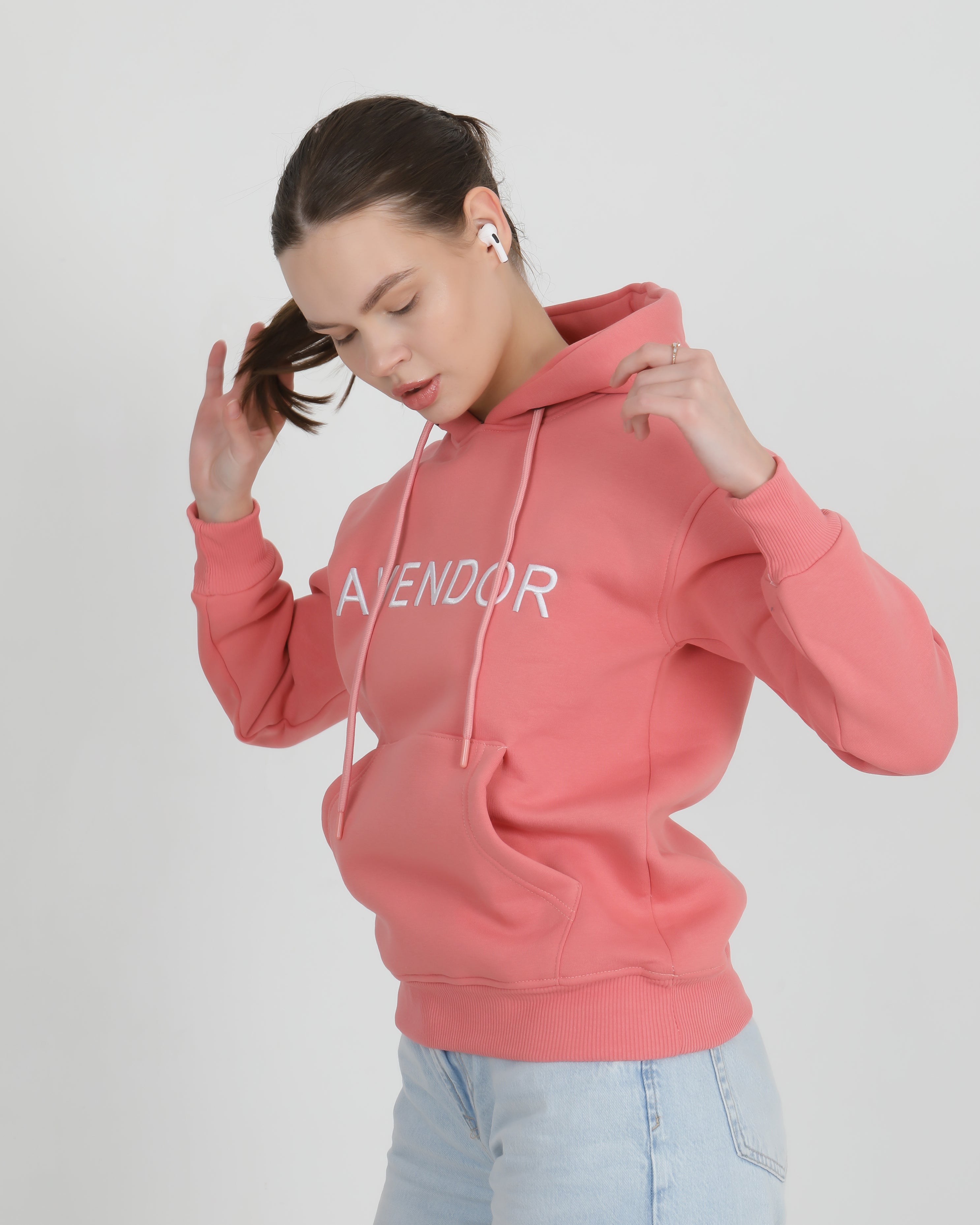 Avendor Classic Hoodies Woman Rosa