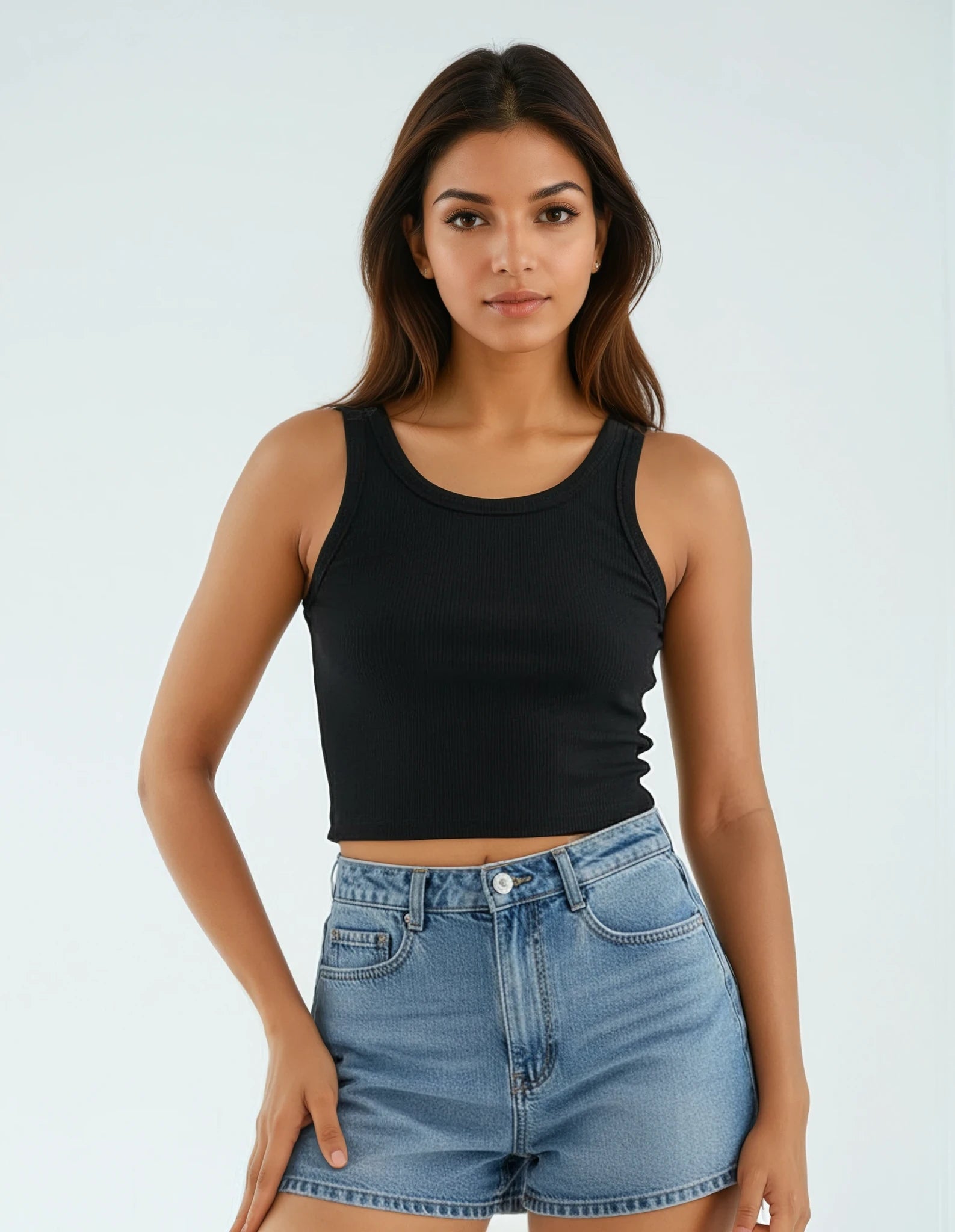 Basic Kurz-Top Schwarz / Weiss