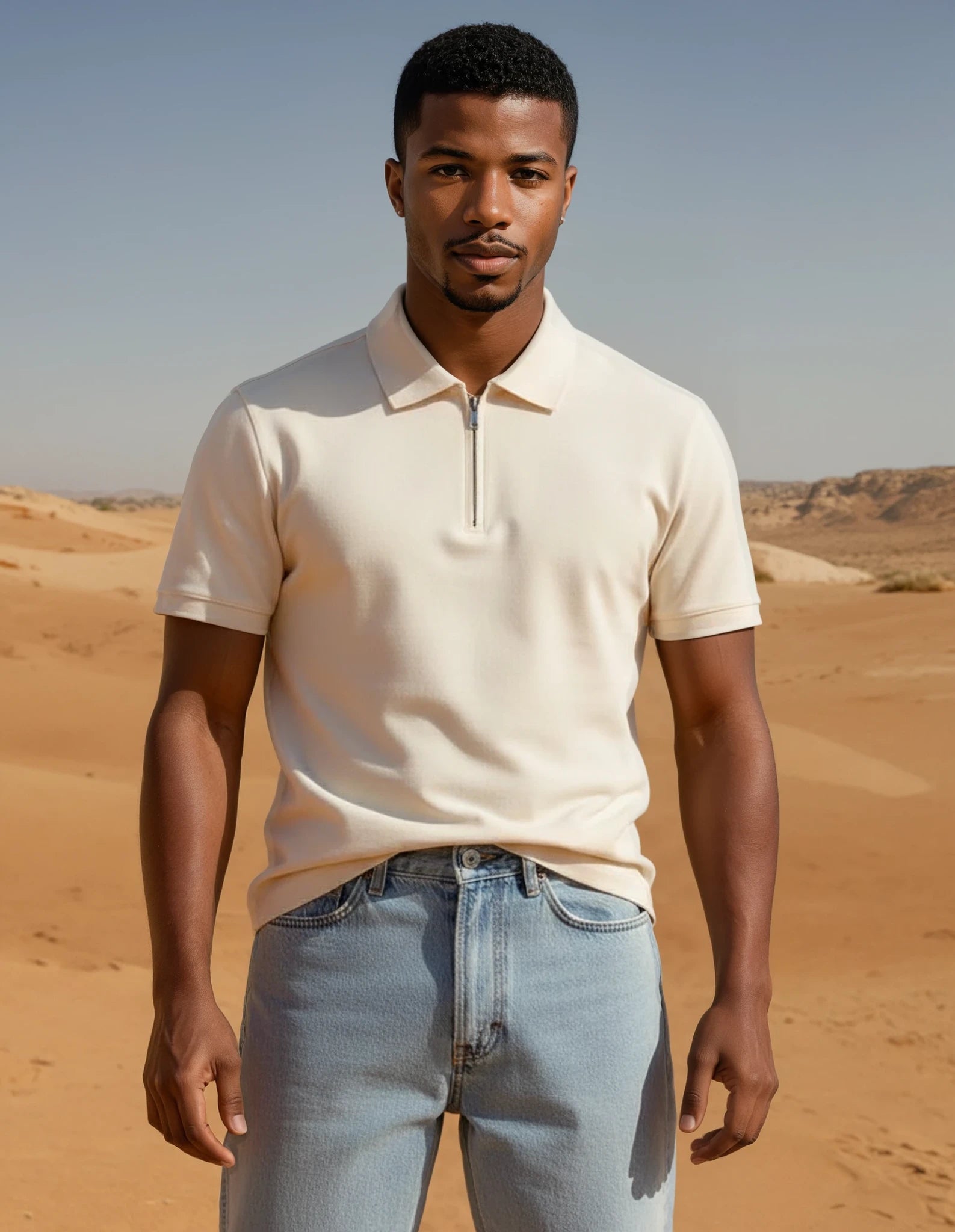 Kurzärmeliges Zipp T-Shirt